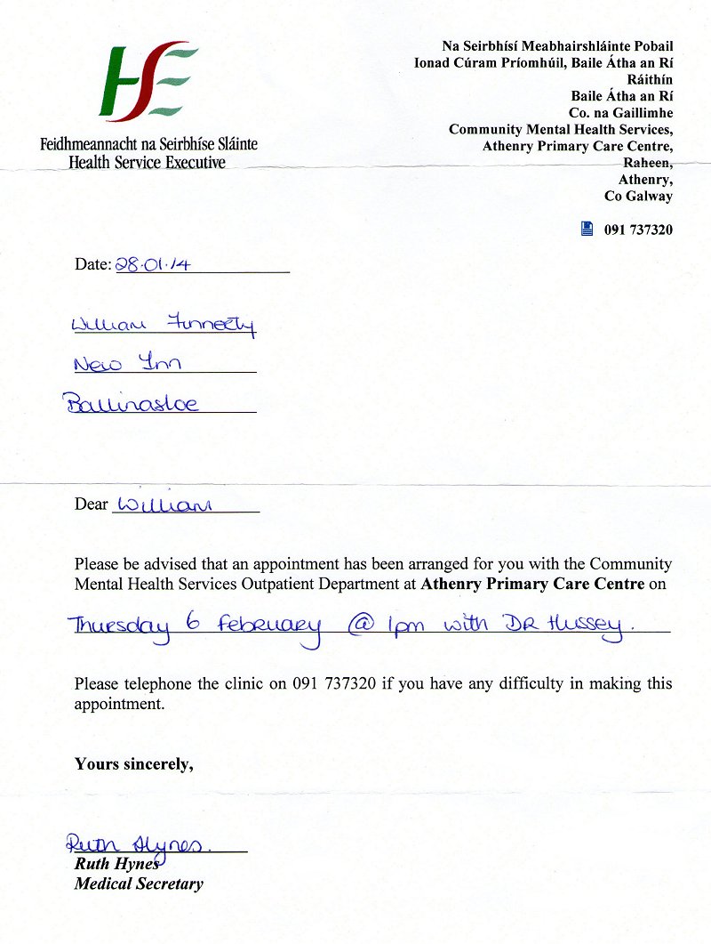 Appointment Reminder Letter Template Medical from www.humanrightsireland.com